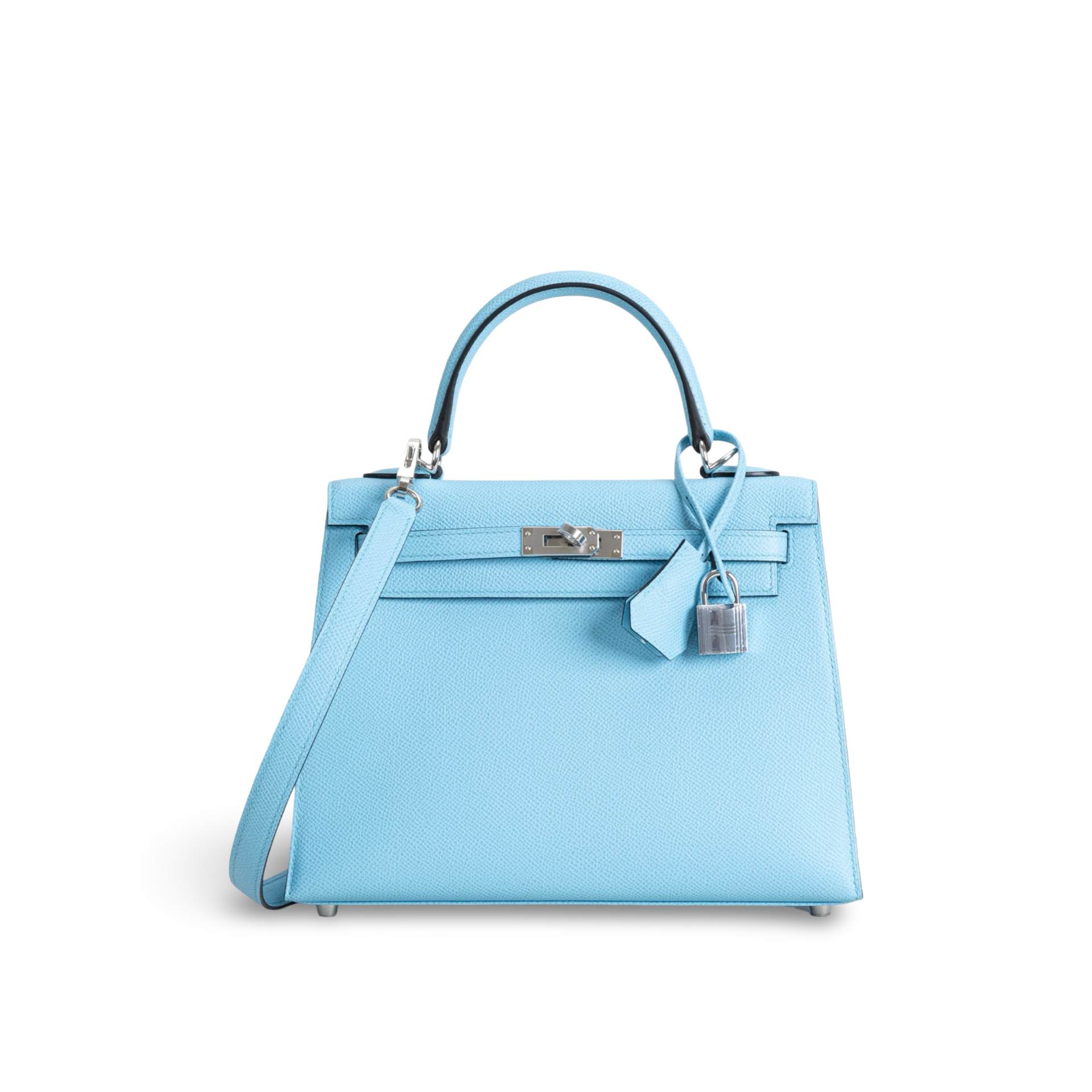 KELLY 25 EPSOM LEATHER CELESTE WITH PALLADIUM HARDWARE (PHW)