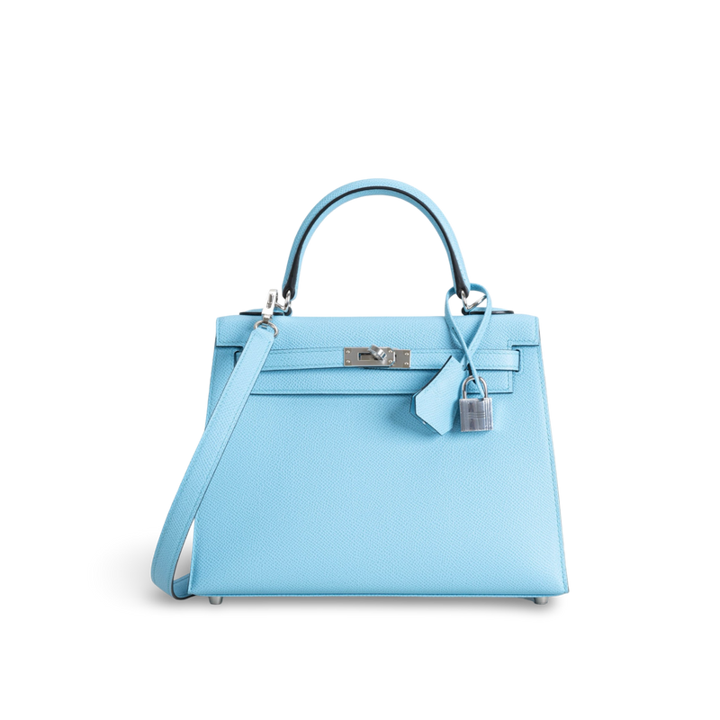 KELLY 25 EPSOM LEATHER CELESTE WITH PALLADIUM HARDWARE (PHW)