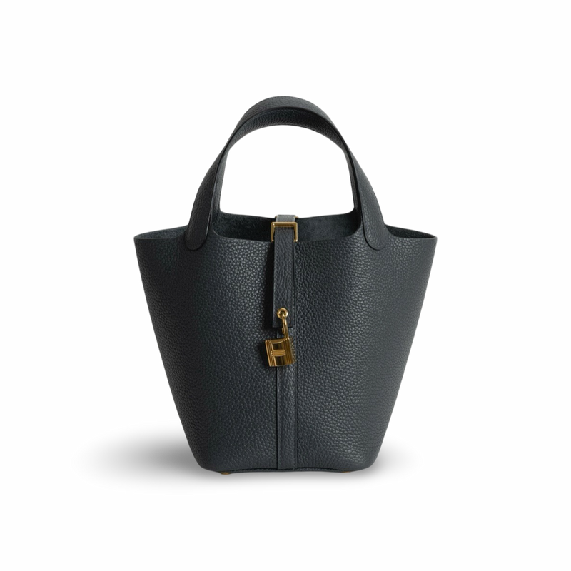 PICOTIN 18 LOCK CLEMENCE LEATHER GRIS MISTY WITH GOLD HARDWARE (GHW)