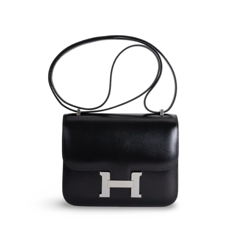 CONSTANCE 18 (MINI) BLACK BOX CALF LEATHER WITH PALLADIUM HARDWARE (PHW)
