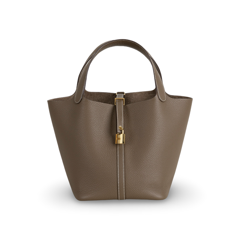 PICOTIN 22 LOCK CLEMENCE LEATHER ETOUPE WITH GOLD HARDWARE (GHW)