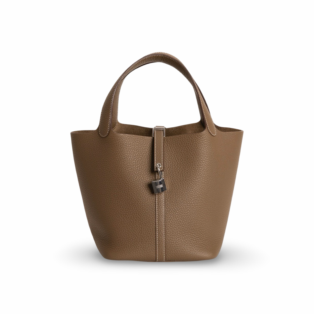 PICOTIN 22 LOCK CLEMENCE LEATHER ETOUPE WITH PALLADIUM HARDWARE (PHW)