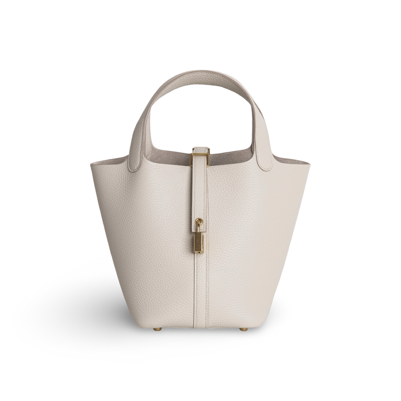 PICOTIN 18 LOCK CLEMENCE LEATHER BETON WITH GOLD HARDWARE (GHW)