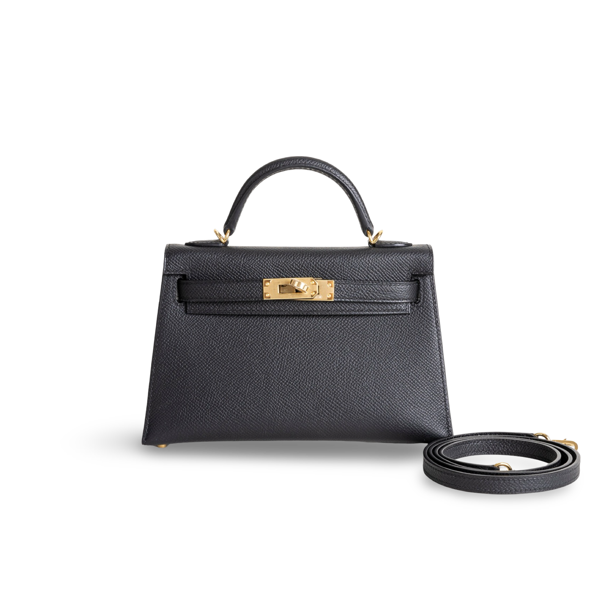 MINI KELLY II (20) EPSOM LEATHER NOIR (BLACK) WITH GOLD HARDWARE (GHW)