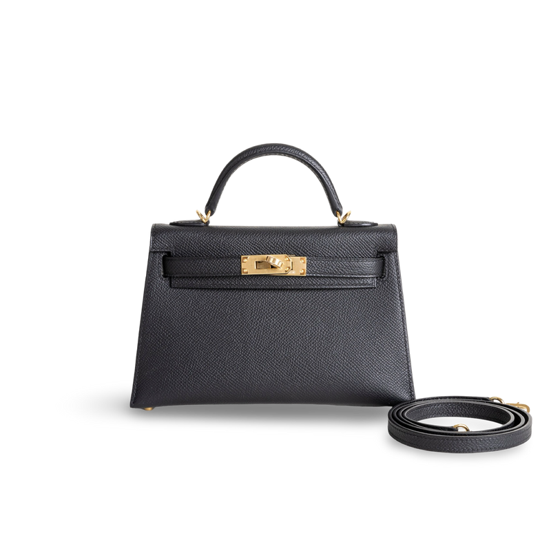 MINI KELLY II (20) EPSOM LEATHER NOIR (BLACK) WITH GOLD HARDWARE (GHW)