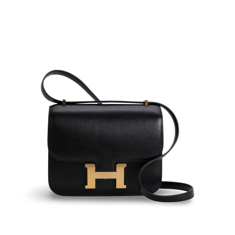 CONSTANCE 18 (MINI) CHEVRE LEATHER NOIR (BLACK) WITH GOLD HARDWARE (GHW)