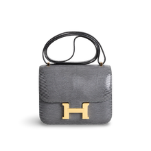 CONSTANCE 18 (MINI) LIZARD LEATHER GRIS FONCE WITH GOLD HARDWARE (GHW)