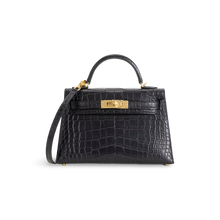 MINI KELLY II (20) MATTE MISSISSIPPIENSIS ALLIGATOR LEATHER NOIR (BLACK) WITH GOLD HARDWARE (GHW)
