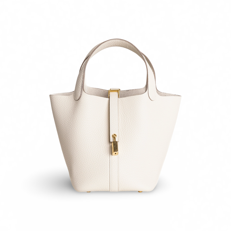 PICOTIN 18 LOCK CLEMENCE LEATHER CRAIE WITH GOLD HARDWARE (GHW)