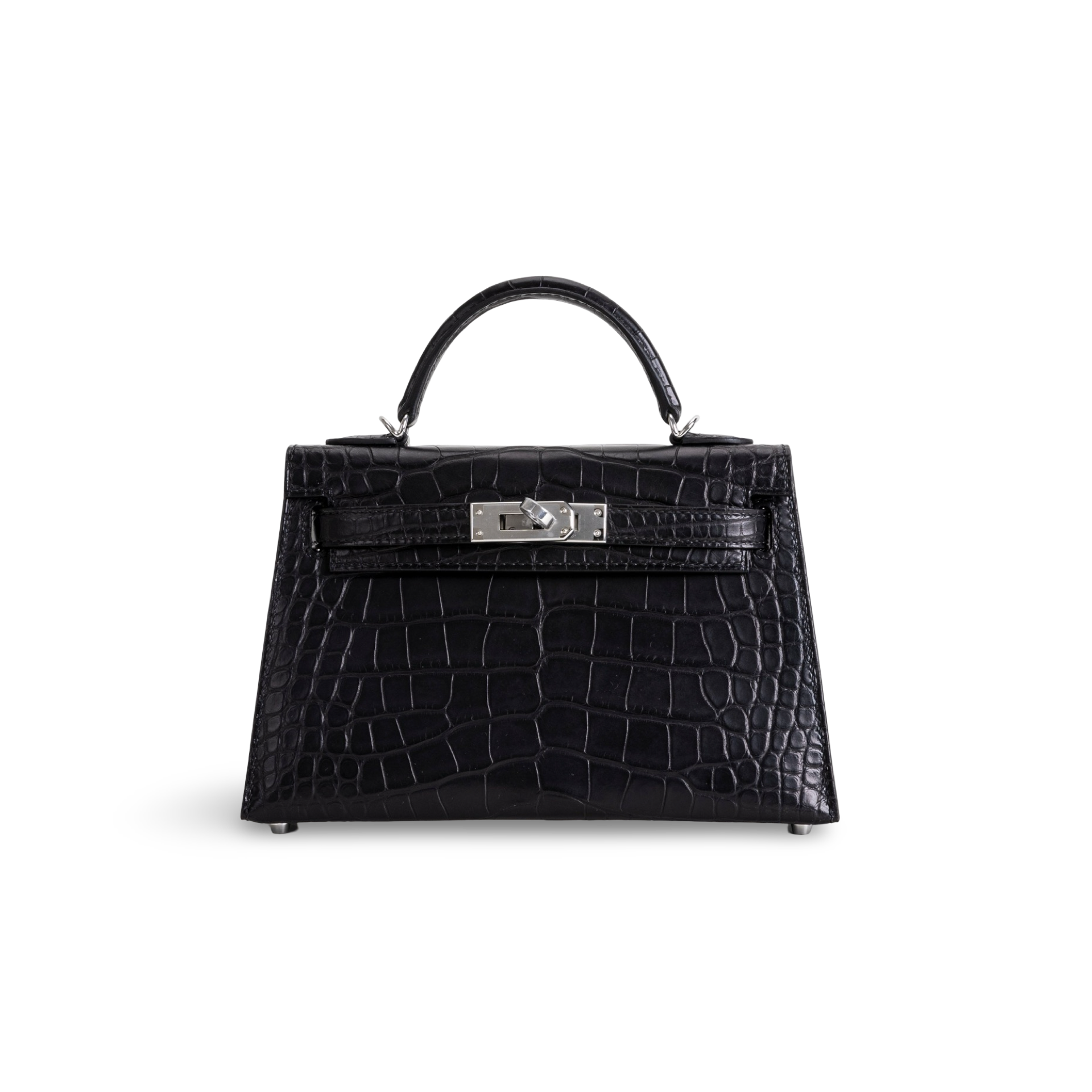 MINI KELLY II (20) MATTE MISSISSIPPIENSIS ALLIGATOR LEATHER NOIR (BLACK) WITH PALLADIUM HARDWARE (PHW)