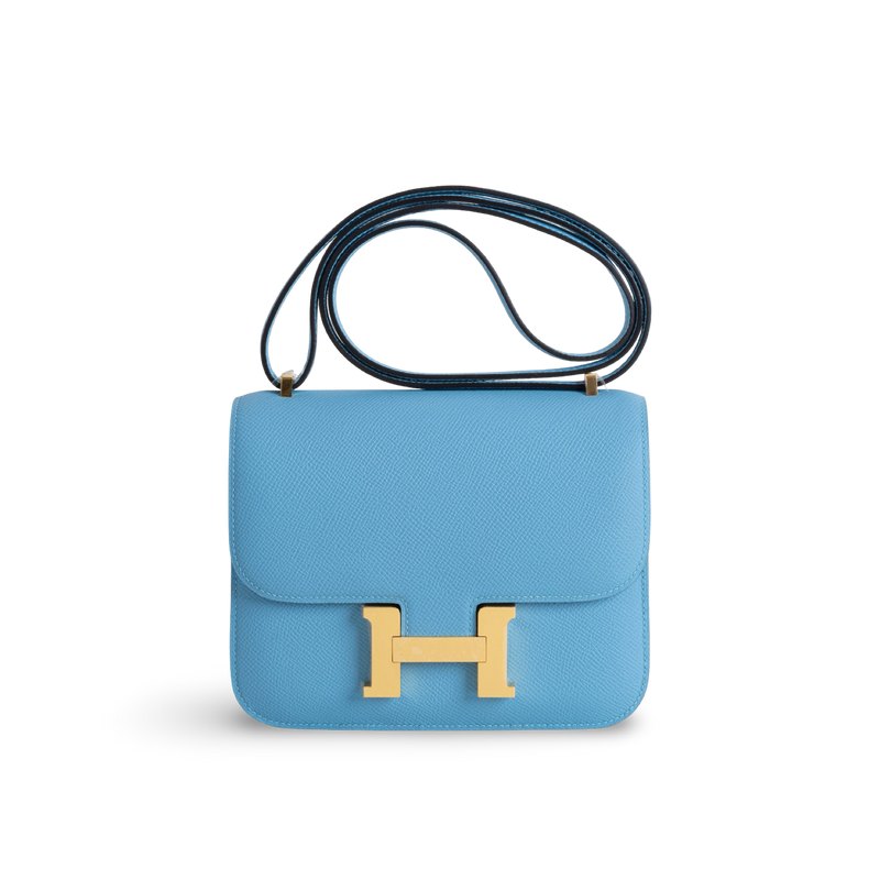 CONSTANCE 18 (MINI) EPSOM LEATHER BLEU DU NORD WITH GOLD HARDWARE (GHW)