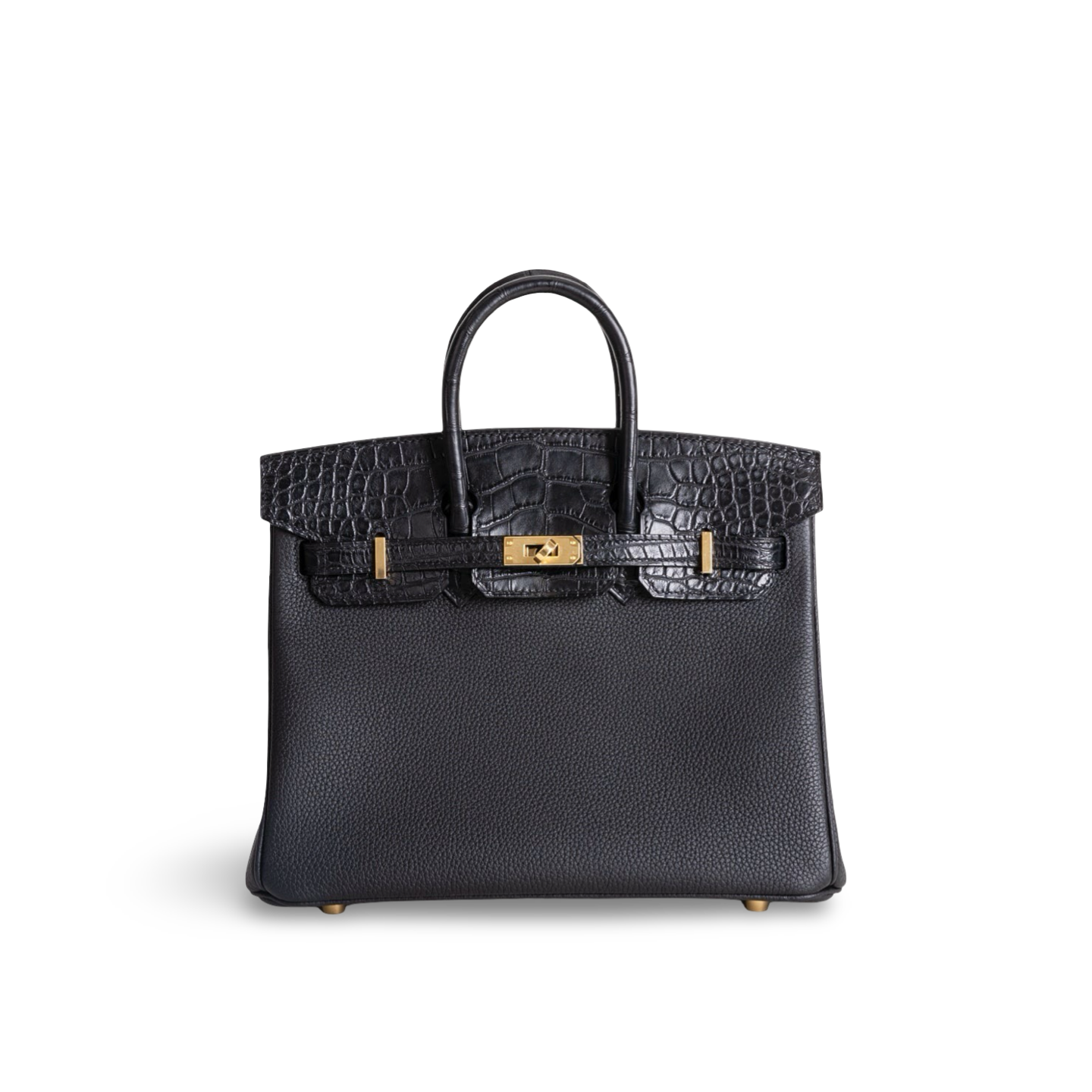 BIRKIN 25 TOUCH MATTE MISSISSIPPIENSIS ALLIGATOR LEATHER & TOGO LEATHER NOIR (BLACK) WITH GOLD HARDWARE (GHW)