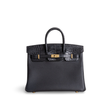 BIRKIN 25 TOUCH MATTE MISSISSIPPIENSIS ALLIGATOR LEATHER & TOGO LEATHER NOIR (BLACK) WITH GOLD HARDWARE (GHW)
