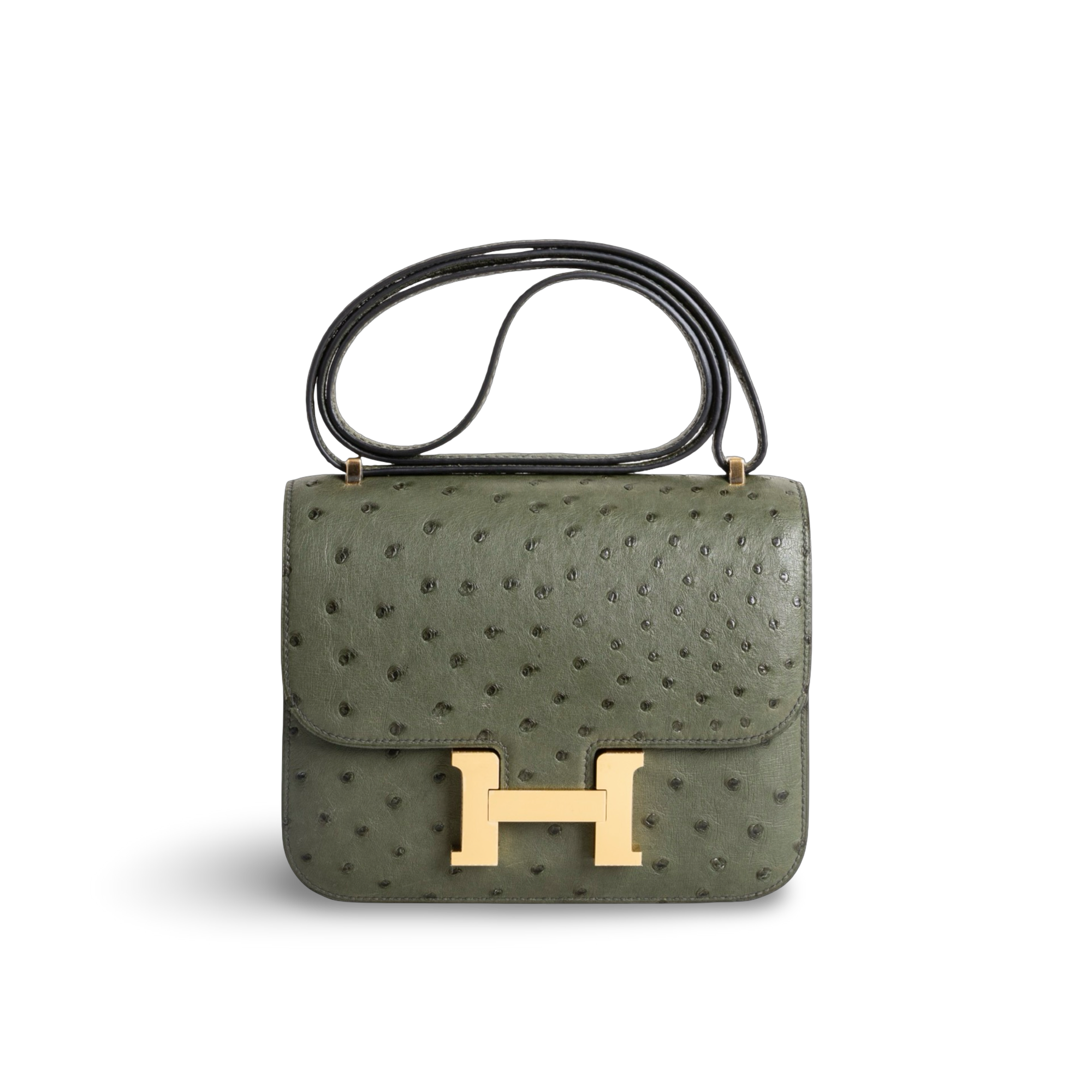 CONSTANCE 18 (MINI) OSTRICH LEATHER VERT CYPRES WITH GOLD HARDWARE (GHW)