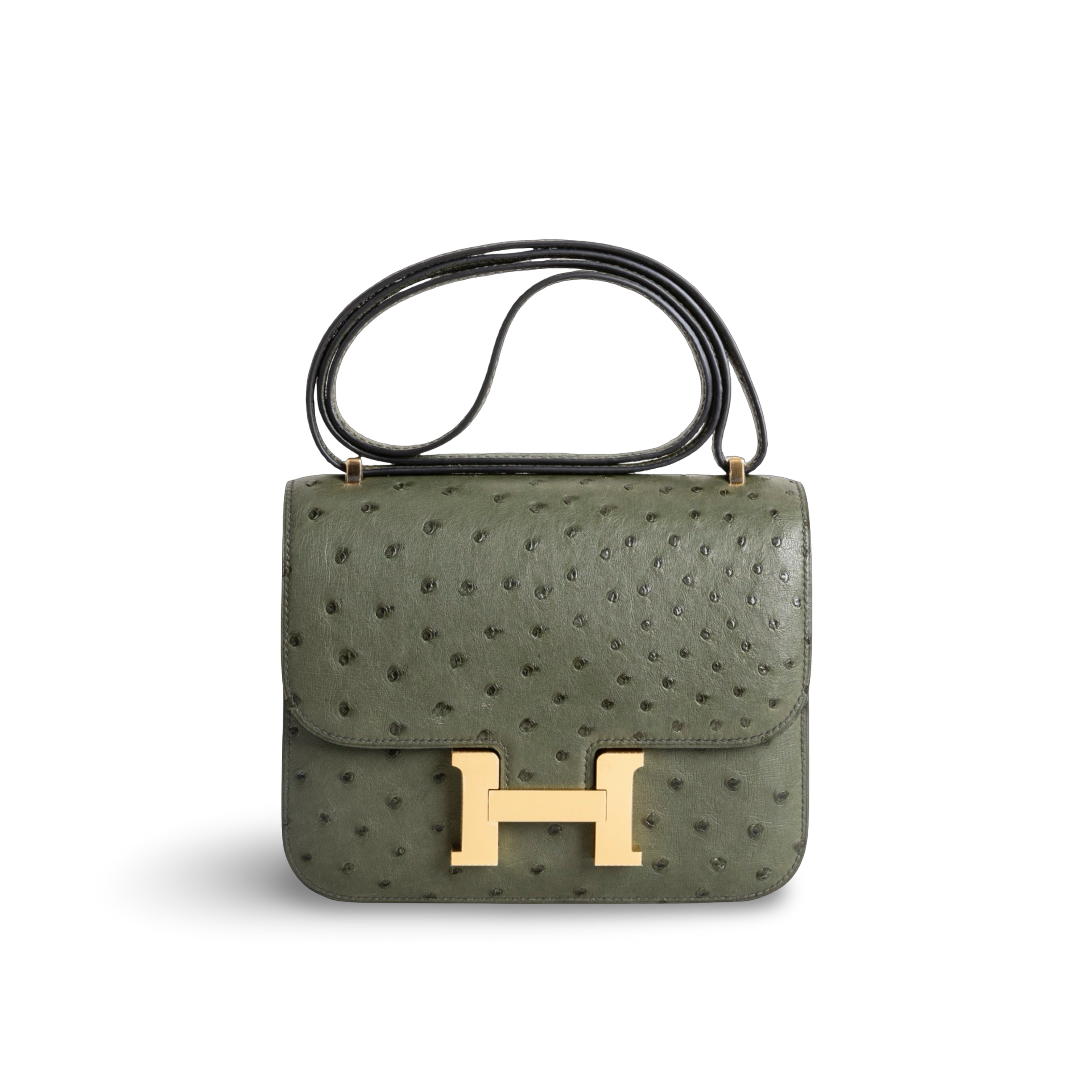 CONSTANCE 18 (MINI) OSTRICH LEATHER VERT CYPRES WITH GOLD HARDWARE (GHW)