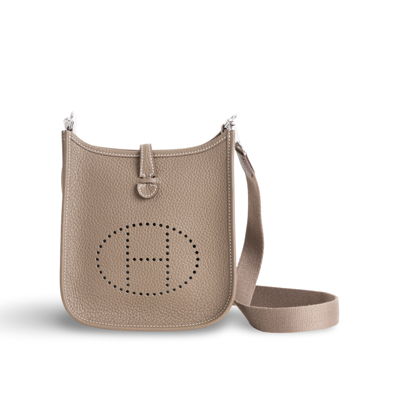 MINI EVELYNE (TPM) CLEMENCE LEATHER ETOUPE WITH PALLADIUM HARDWARE (PHW)
