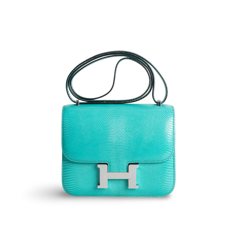CONSTANCE 18 (MINI) LIZARD LEATHER MENTHE WITH PALLADIUM HARDWARE (PHW)