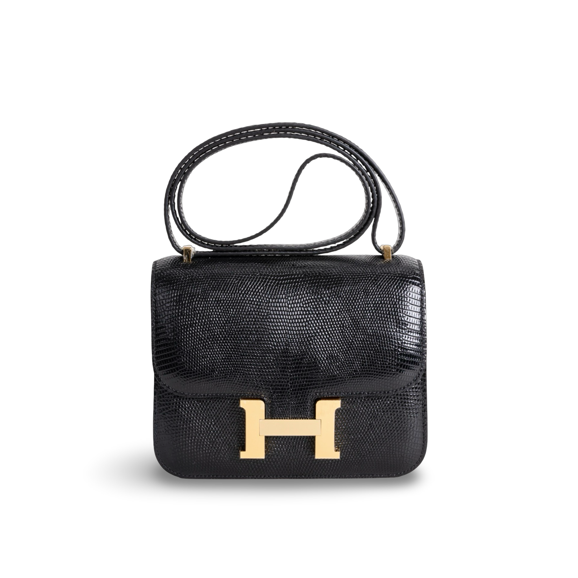 CONSTANCE 18 (MINI) LIZARD LEATHER NOIR (BLACK) WITH GOLD HARDWARE (GHW)