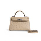 MINI KELLY II (20) OSTRICH LEATHER PARCHEMIN WITH PALLADIUM HARDWARE (PHW)