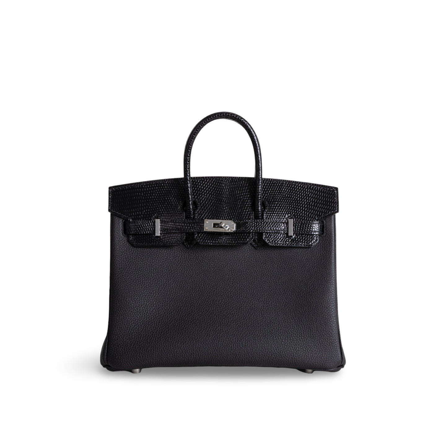 BIRKIN 25 TOUCH LIZARD LEATHER & TOGO LEATHER NOIR (BLACK) WITH PALLADIUM HARDWARE (PHW)