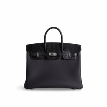 BIRKIN 25 TOUCH LIZARD LEATHER & TOGO LEATHER NOIR (BLACK) WITH PALLADIUM HARDWARE (PHW)