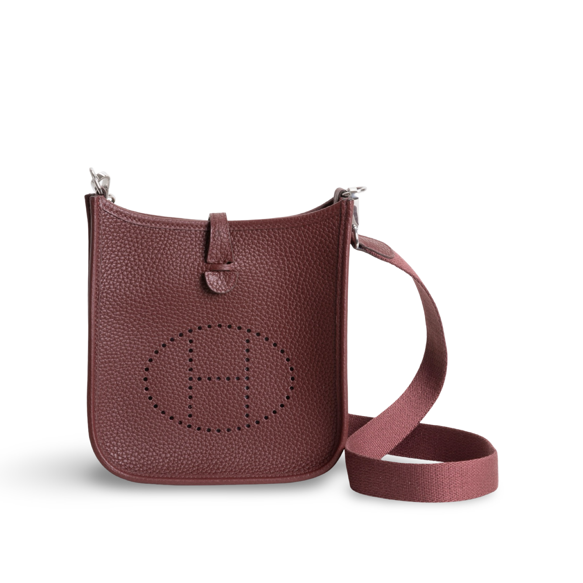 MINI EVELYNE (TPM) CLEMENCE LEATHER ROUGE H WITH PALLADIUM HARDWARE (PHW)