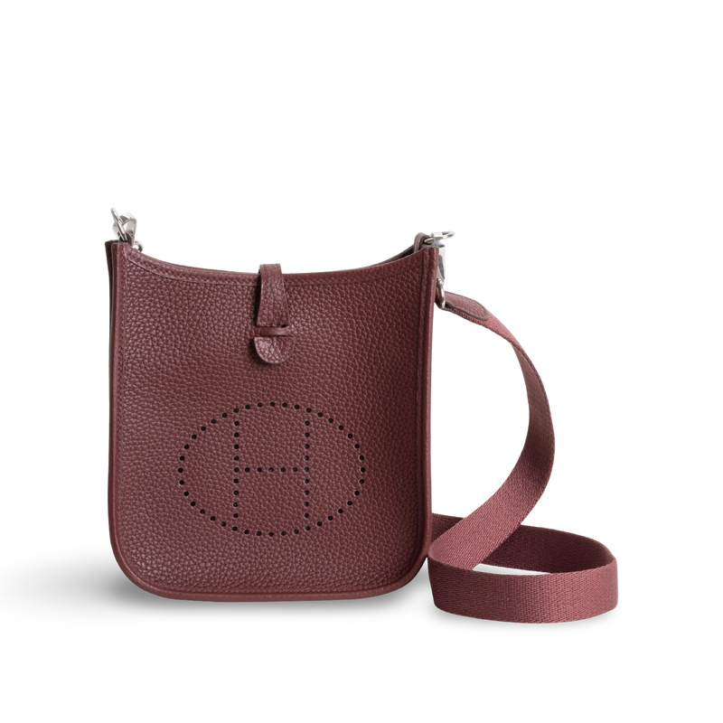 MINI EVELYNE (TPM) CLEMENCE LEATHER ROUGE H WITH PALLADIUM HARDWARE (PHW)