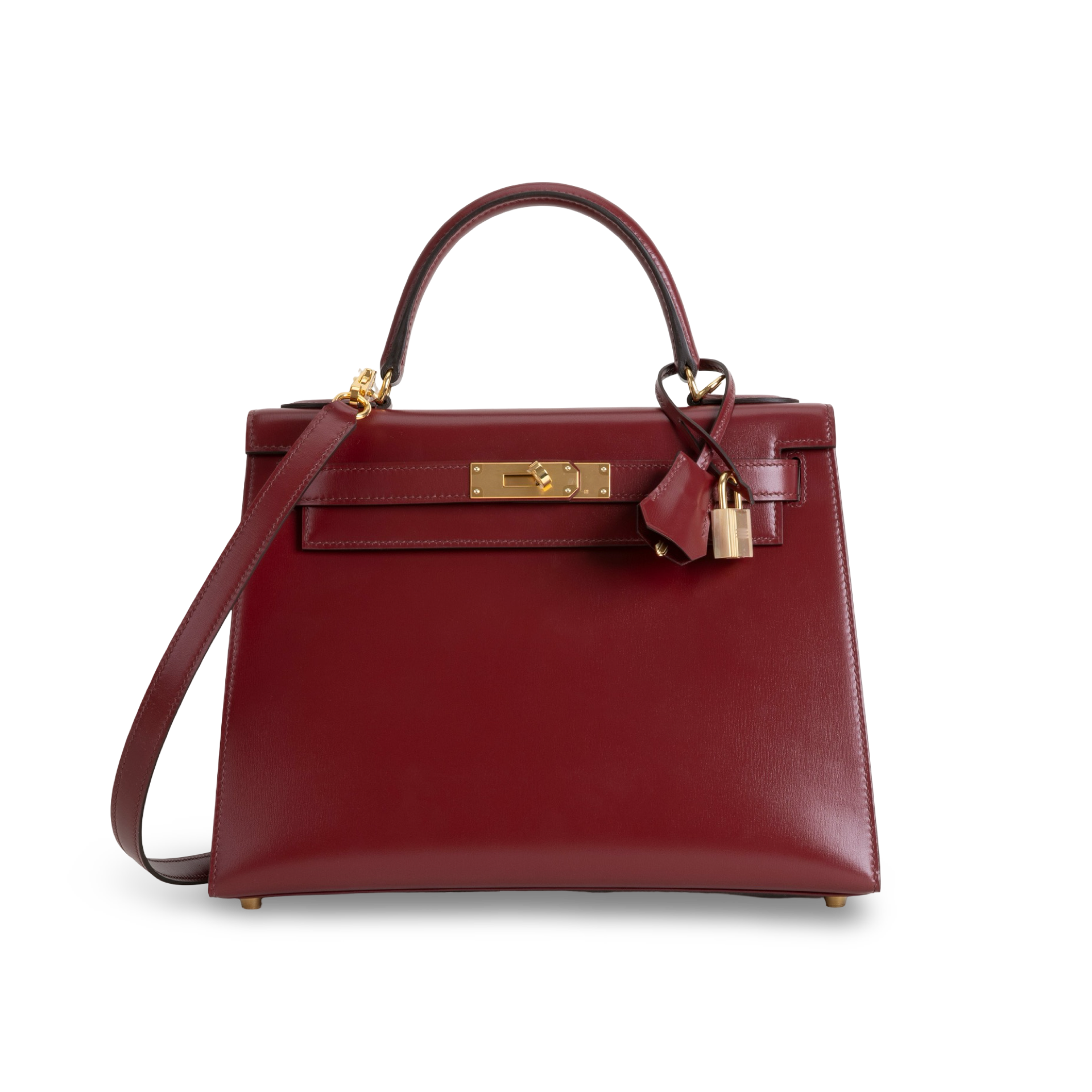 KELLY 28 BOX CALF LEATHER ROUGE H WITH GOLD HARDWARE (GHW)