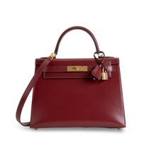 KELLY 28 BOX CALF LEATHER ROUGE H WITH GOLD HARDWARE (GHW)