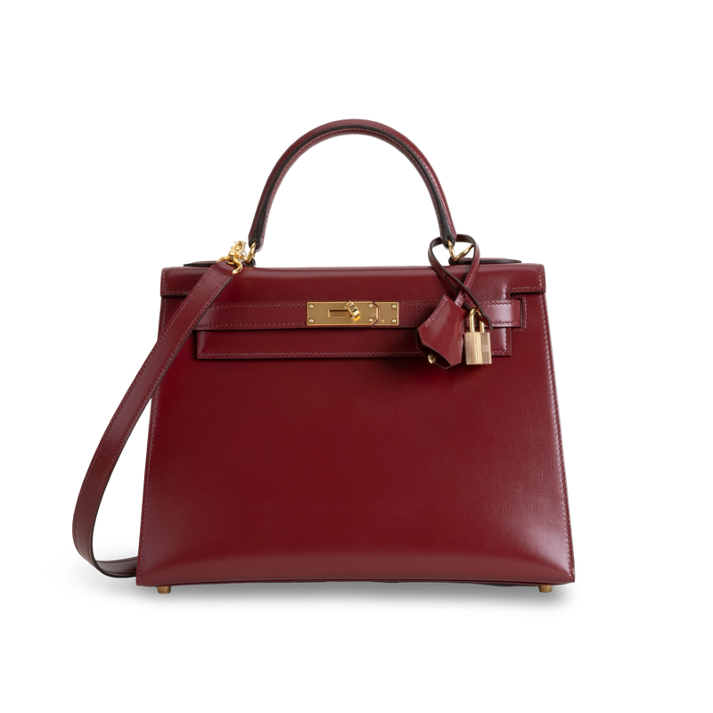 KELLY 28 BOX CALF LEATHER ROUGE H WITH GOLD HARDWARE (GHW)