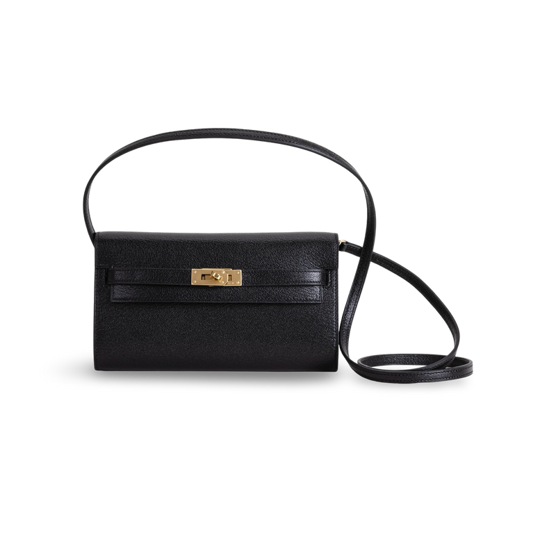 KELLY TO GO CHEVRE LEATHER NOIR (BLACK) WITH GOLD HARDWARE (GHW)