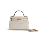 MINI KELLY II (20) MATTE MISSISSIPPIENSIS ALLIGATOR LEATHER BETON WITH GOLD HARDWARE (GHW)
