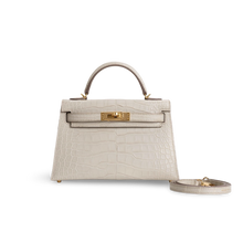 MINI KELLY II (20) MATTE MISSISSIPPIENSIS ALLIGATOR LEATHER BETON WITH GOLD HARDWARE (GHW)