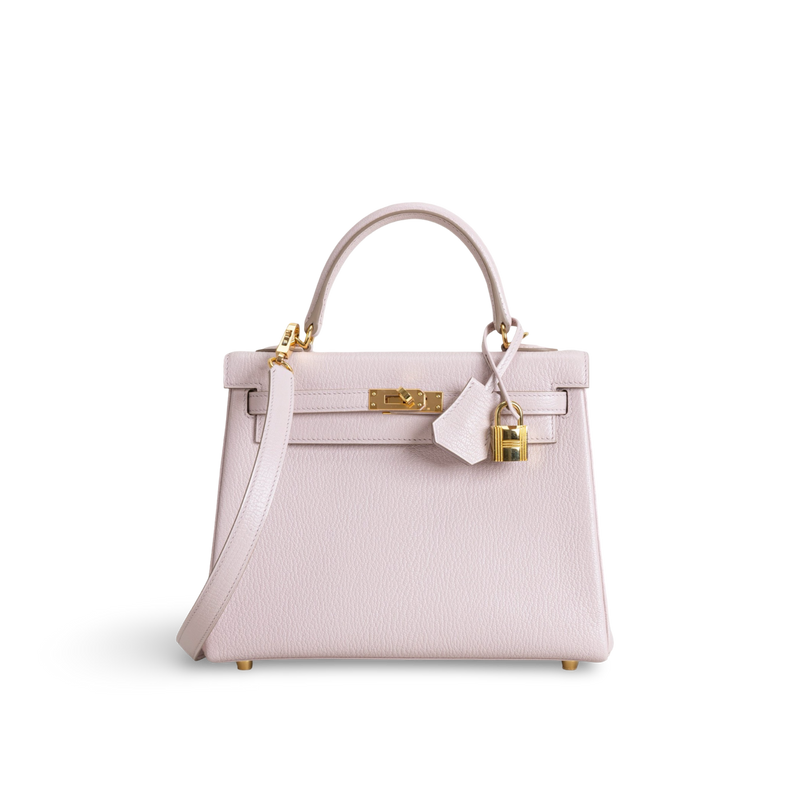 KELLY 25 CHEVRE LEATHER ROSE DARLING WITH GOLD HARDWARE (GHW)