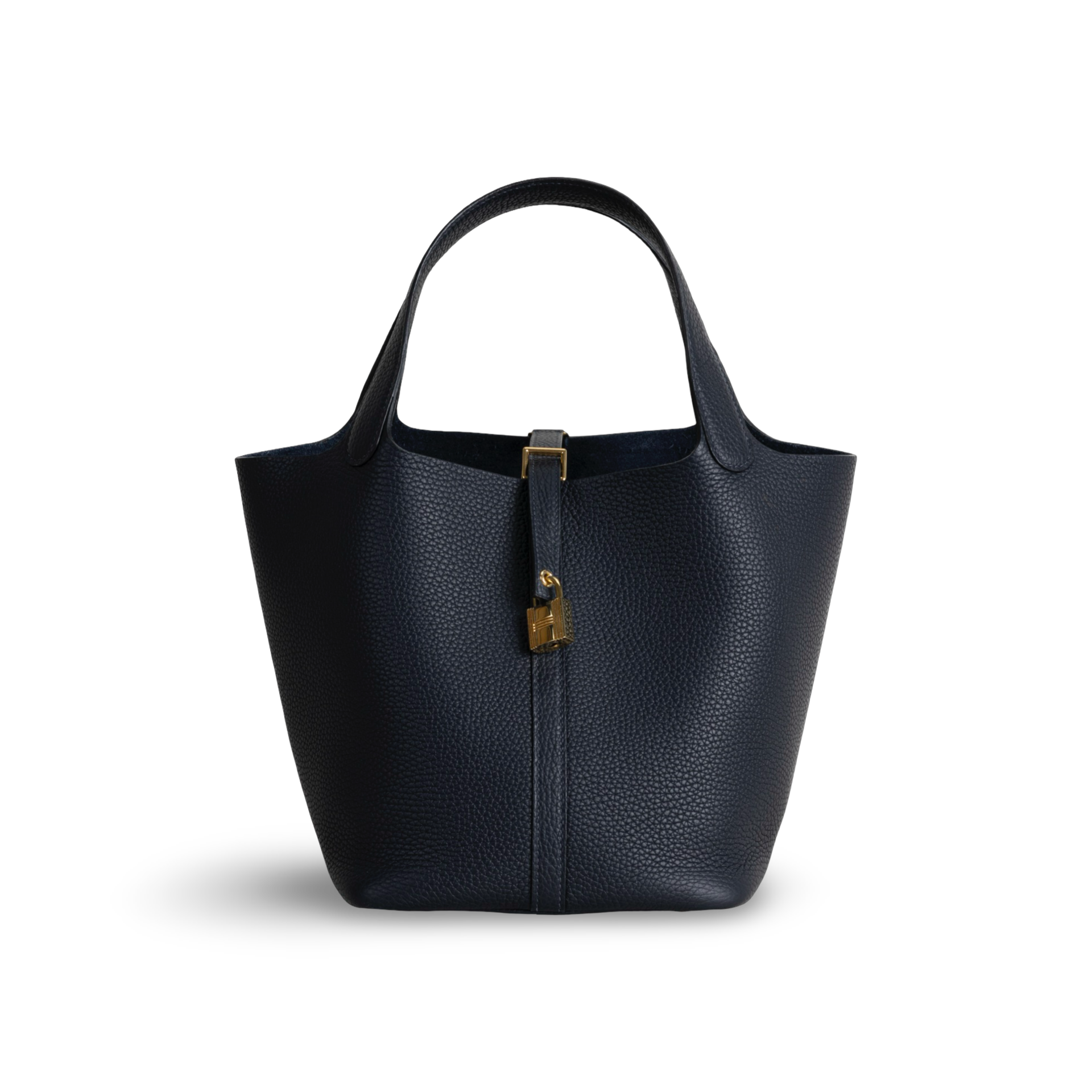 PICOTIN 22 LOCK CLEMENCE LEATHER BLEU NUIT WITH GOLD HARDWARE (GHW)