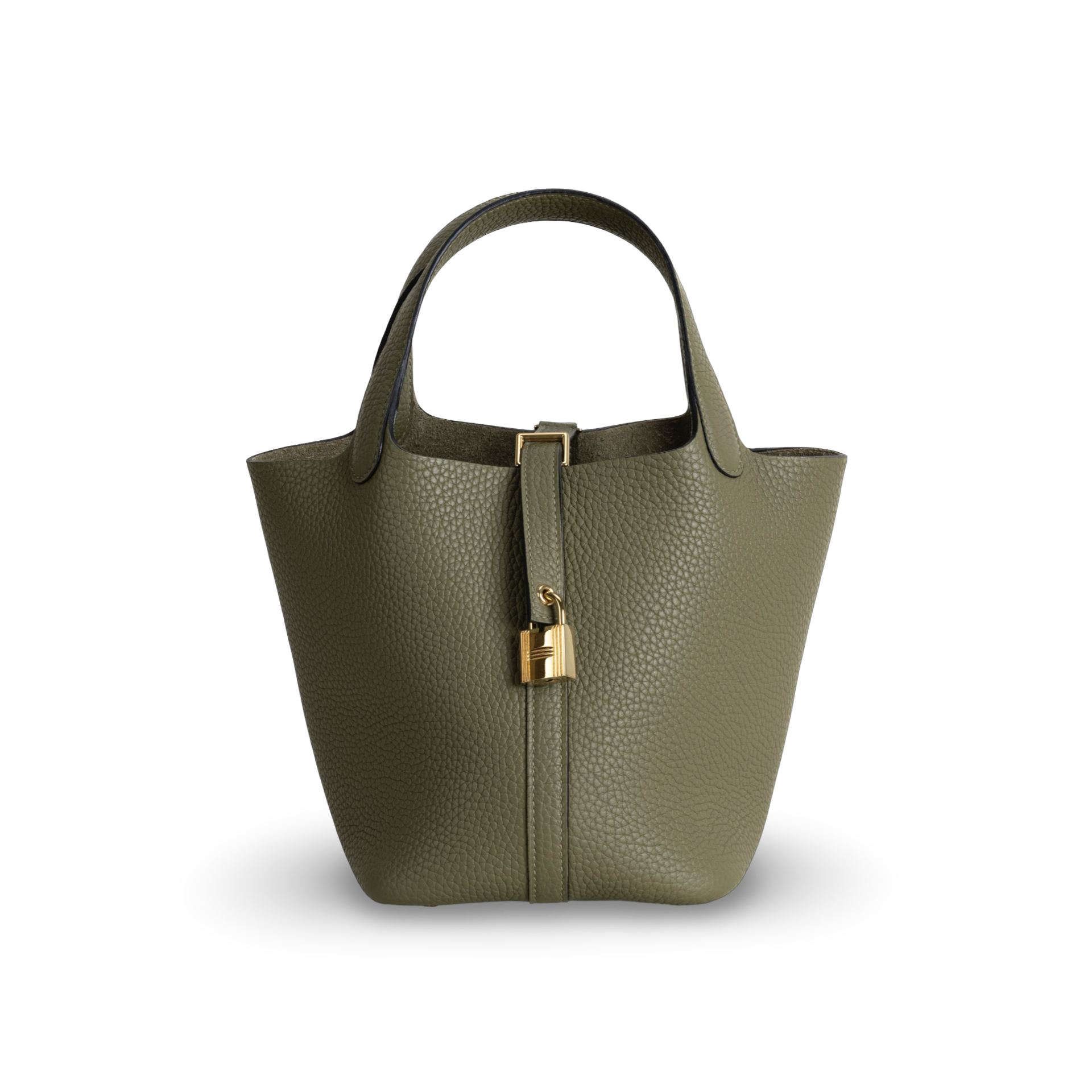 PICOTIN 18 LOCK CLEMENCE LEATHER VERT OLIVE WITH GOLD HARDWARE (GHW)