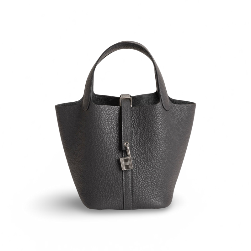 PICOTIN 18 LOCK CLEMENCE LEATHER GRAPHITE WITH PALLADIUM HARDWARE (PHW)