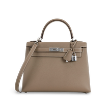 KELLY 28 EPSOM LEATHER ETOUPE WITH PALLADIUM HARDWARE (PHW)