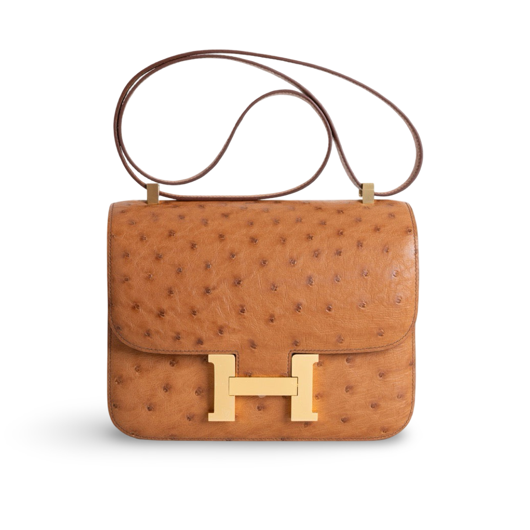 CONSTANCE 24 OSTRICH LEATHER COGNAC WITH GOLD HARDWARE (GHW)
