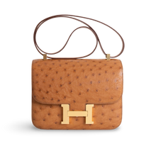 CONSTANCE 24 OSTRICH LEATHER COGNAC WITH GOLD HARDWARE (GHW)