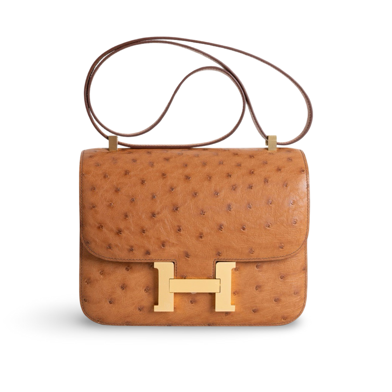 CONSTANCE 24 OSTRICH LEATHER COGNAC WITH GOLD HARDWARE (GHW)