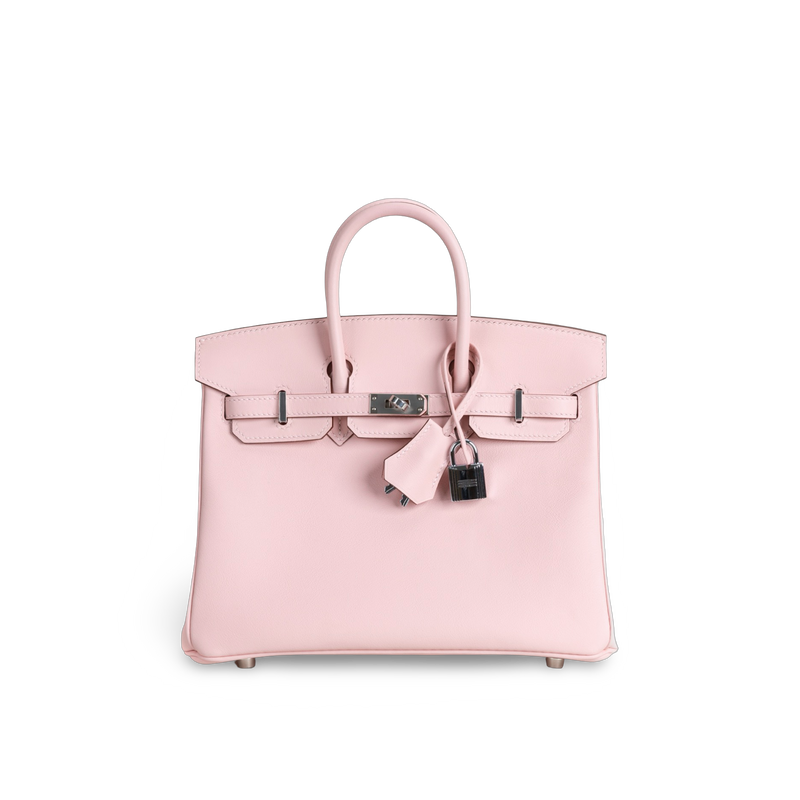 BIRKIN 25 SWIFT LEATHER ROSE SAKURA WITH PALLADIUM HARDWARE (PHW)