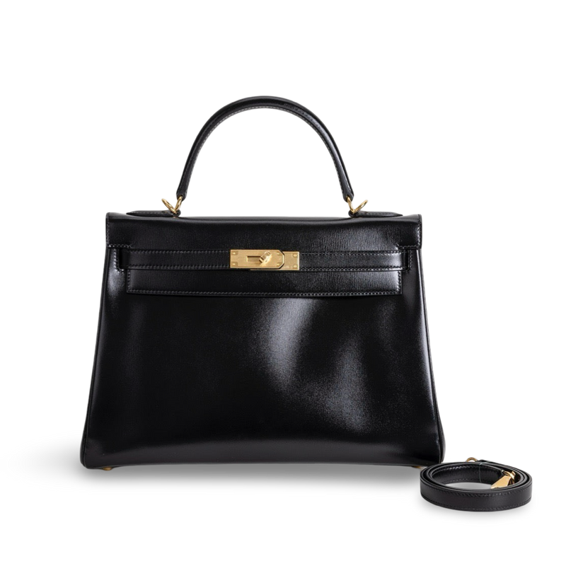 KELLY 32 BLACK BOX CALF LEATHER WITH GOLD HARDWARE (GHW)
