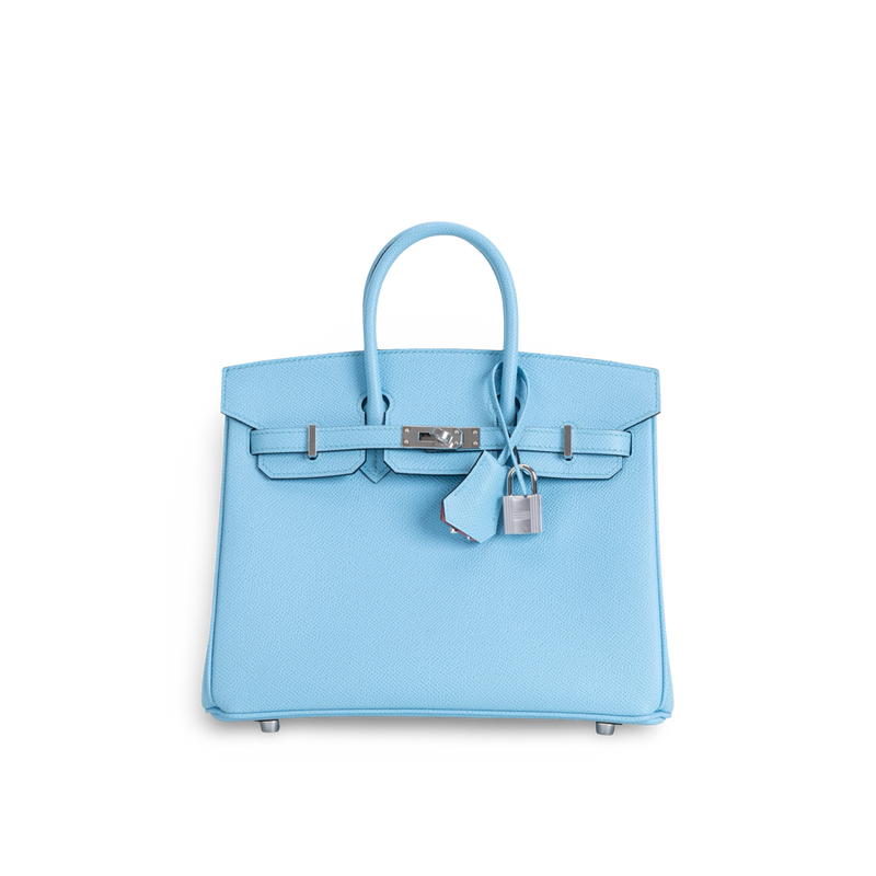 BIRKIN 25 EPSOM LEATHER CELESTE WITH PALLADIUM HARDWARE (PHW)