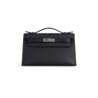KELLY POCHETTE SWIFT LEATHER NOIR (BLACK) WITH PALLADIUM HARDWARE (PHW)