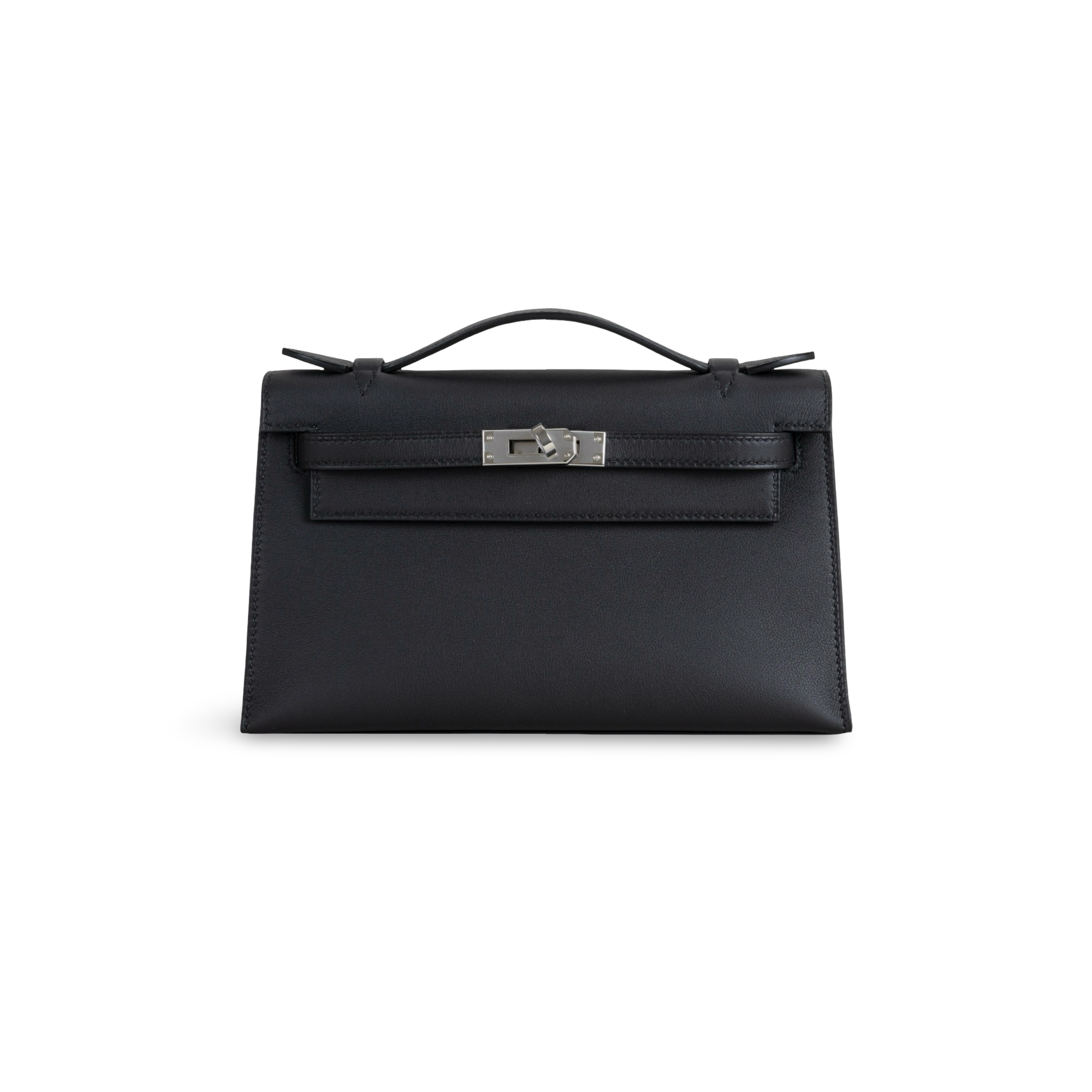 KELLY POCHETTE SWIFT LEATHER NOIR (BLACK) WITH PALLADIUM HARDWARE (PHW)