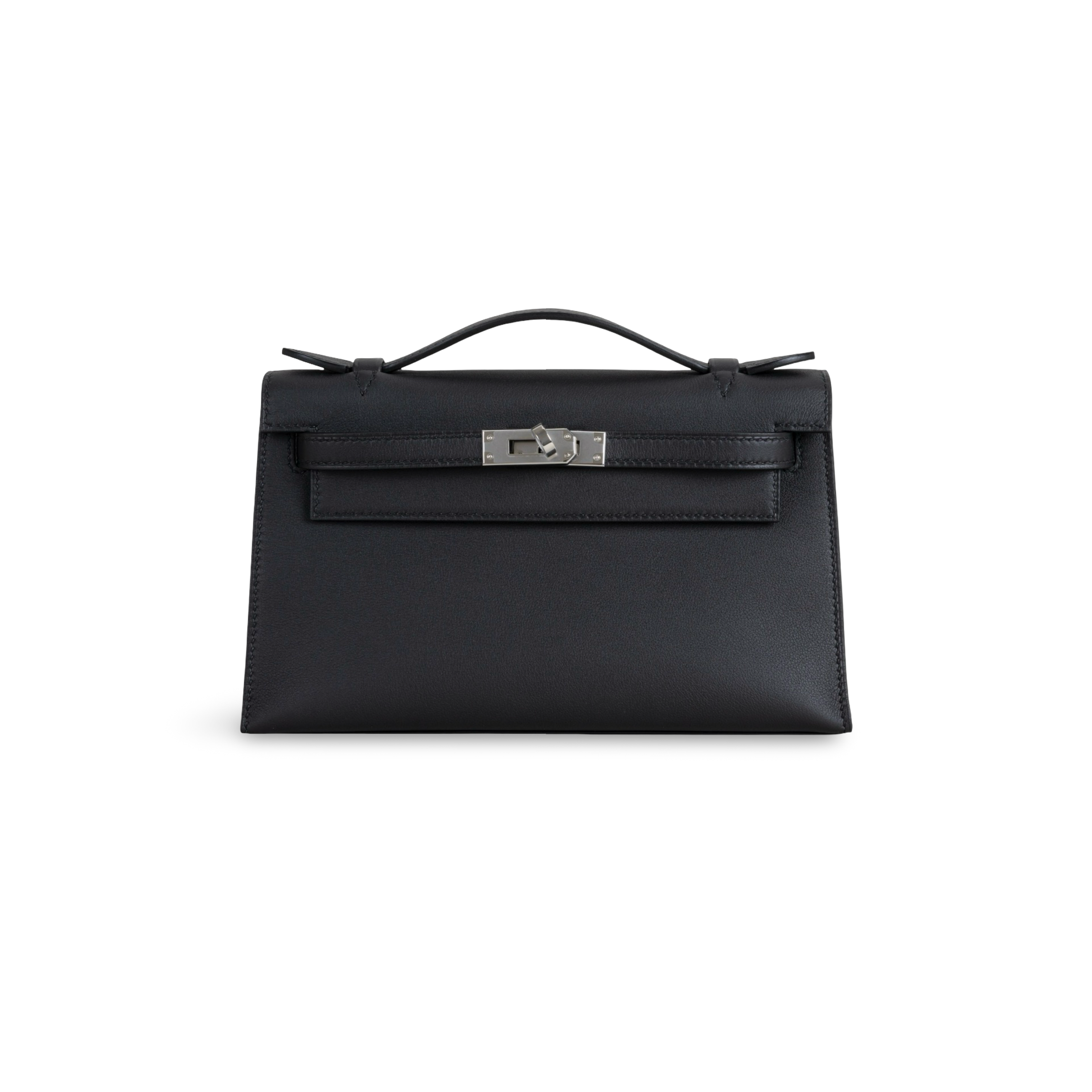 KELLY POCHETTE SWIFT LEATHER NOIR (BLACK) WITH PALLADIUM HARDWARE (PHW)