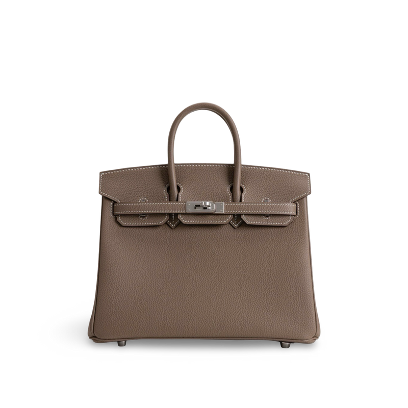 BIRKIN 25 TOGO LEATHER ETOUPE WITH PALLADIUM HARDWARE (PHW)