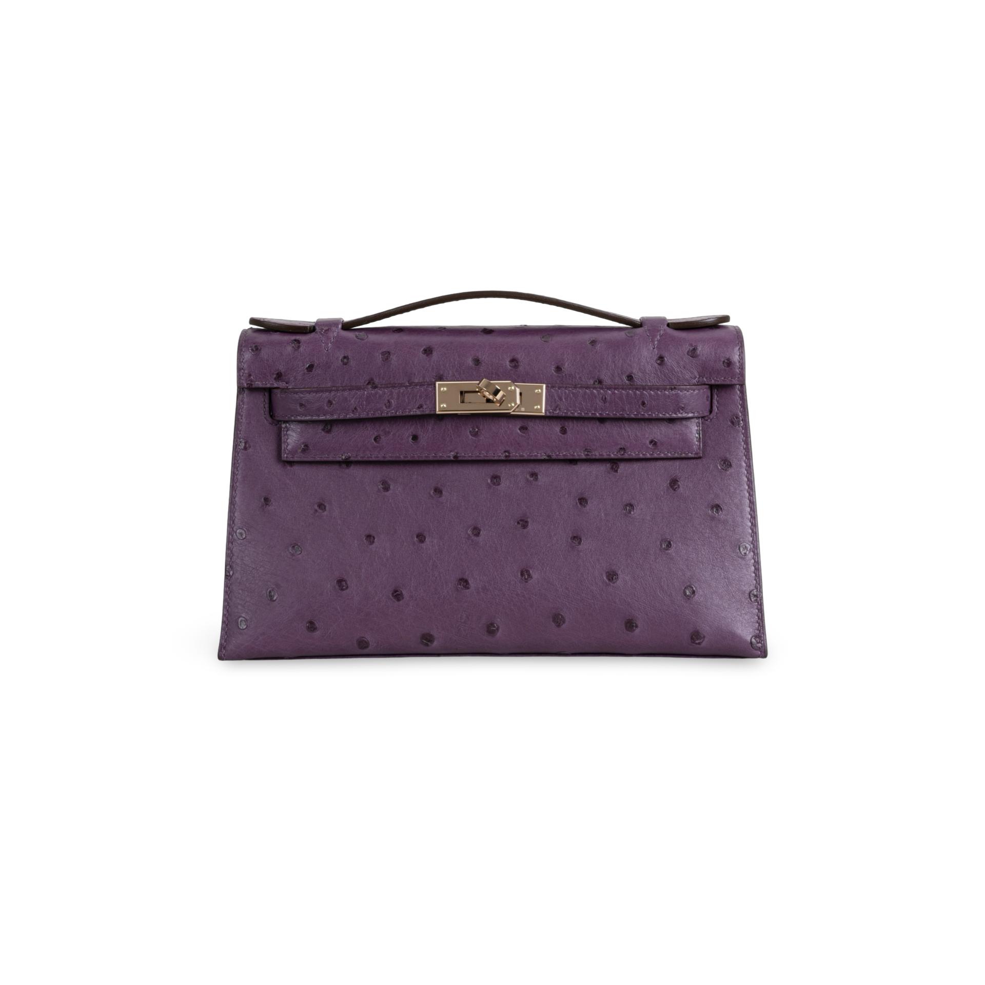 KELLY POCHETTE OSTRICH LEATHER ANEMONE WITH ROSE GOLD HARDWARE (RGHW)