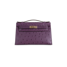 KELLY POCHETTE OSTRICH LEATHER ANEMONE WITH ROSE GOLD HARDWARE (RGHW)